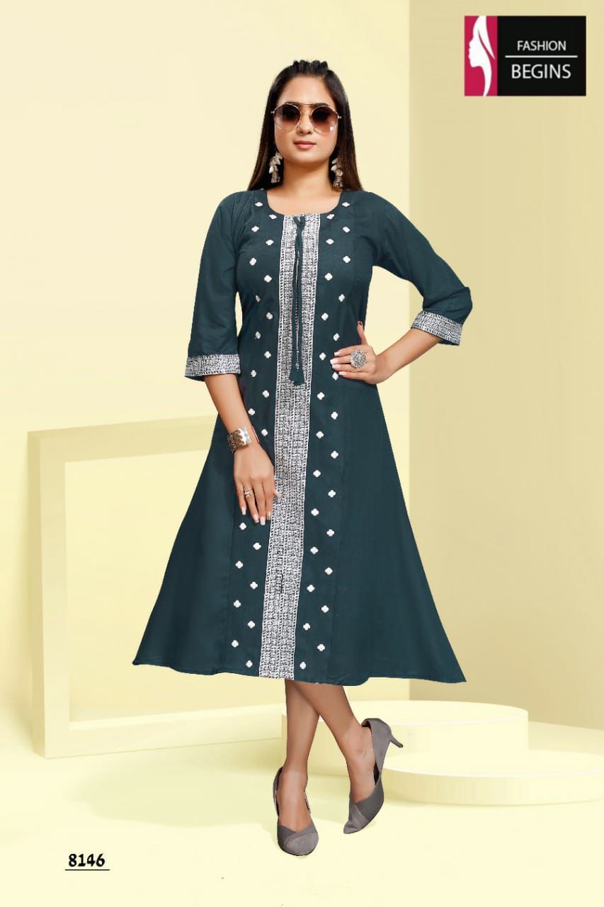 Lata Fashion begins Fancy Ethnic Wear Rayon Designer Kurti Collection